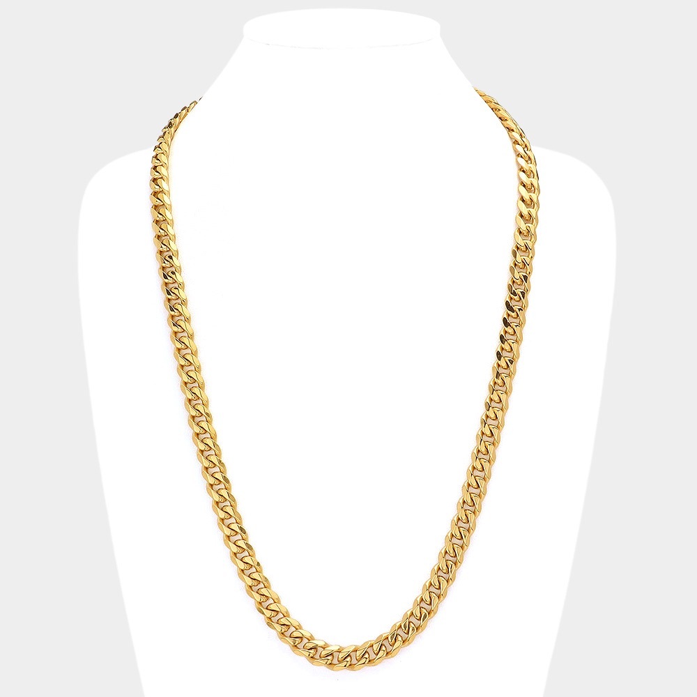 18K Gold Dipped Stainless Steel Cuban Chain Necklace